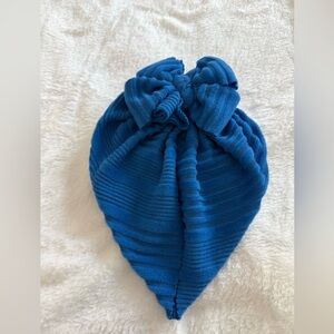 Bunny Knots Blue Velvet Ribbed Bow Turban Headdress Baby Girl Medium